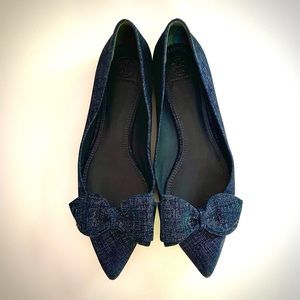 Tory Burch Rosalind Leather/Suede Bow Flats size 10